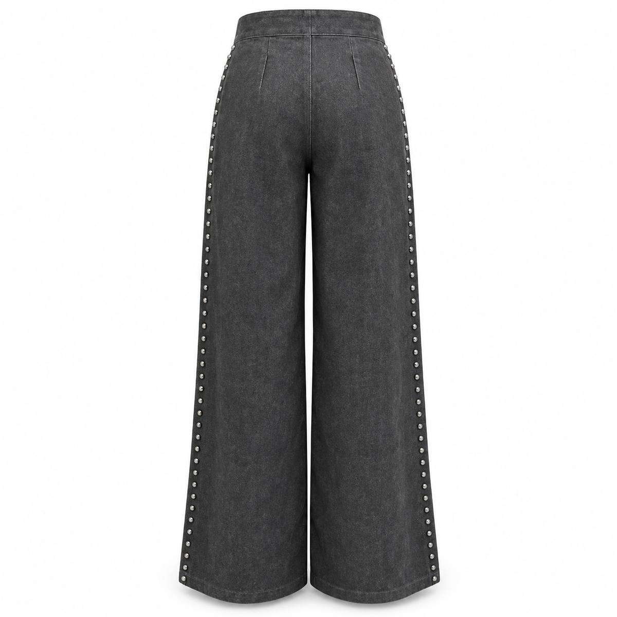 Olea | Jeans Wide Leg Negros con Tachas Laterales para Dama