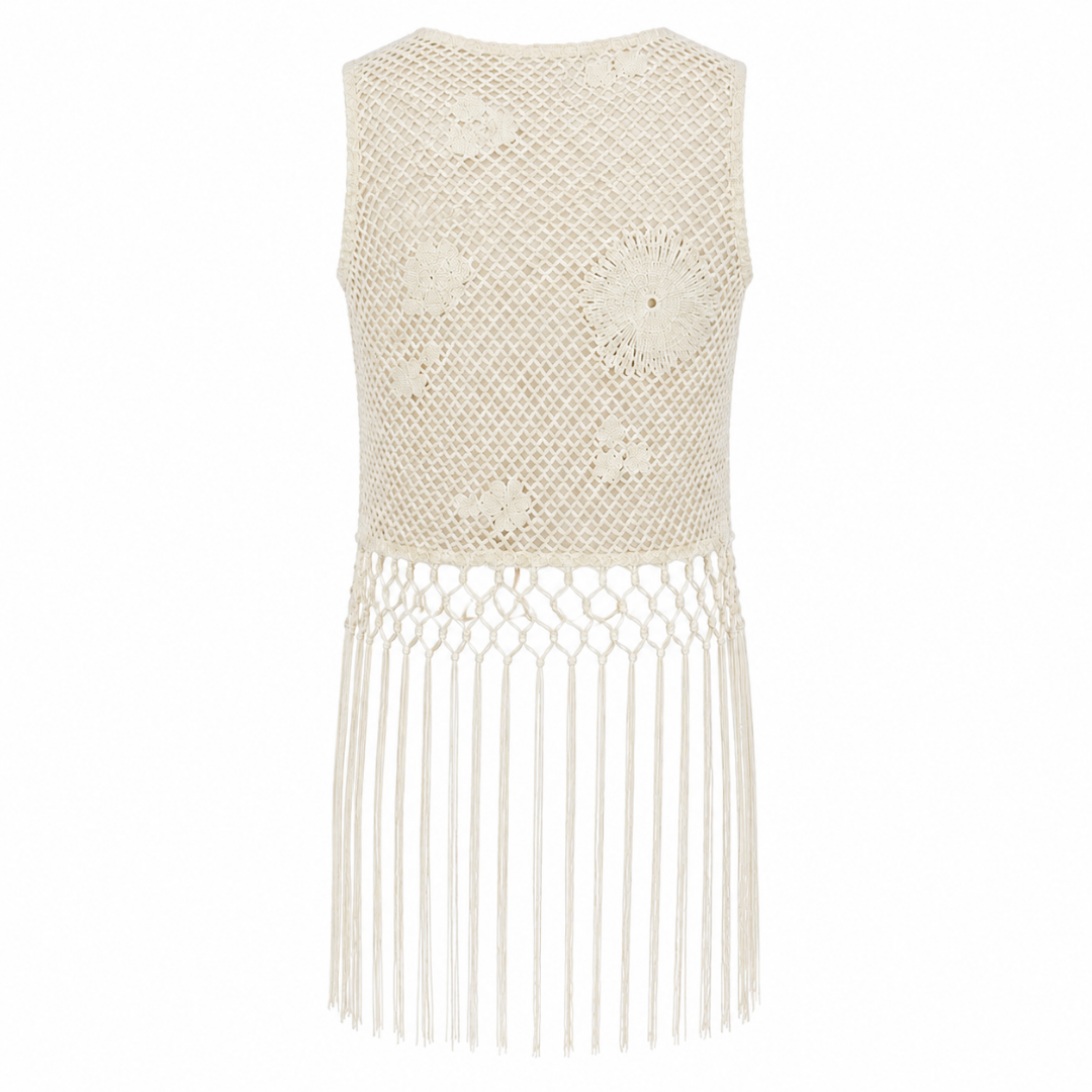 Olea | Top de crochet con flecos verde salvia