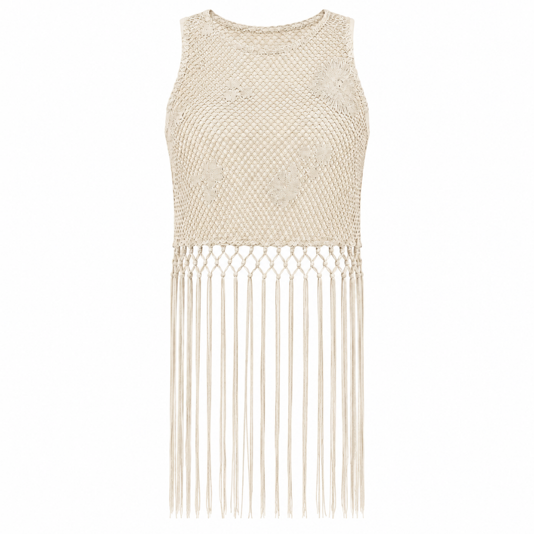 Olea | Top de crochet con flecos verde salvia