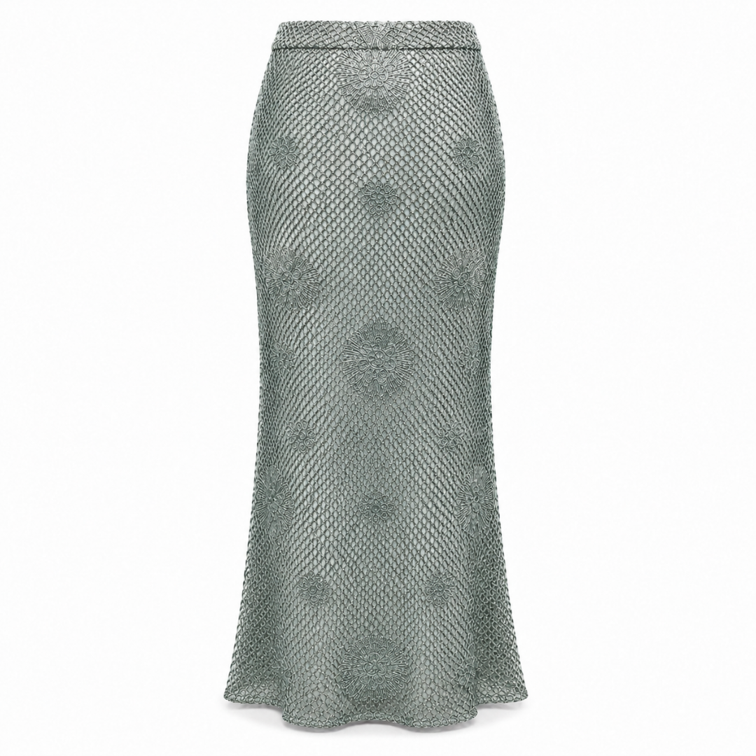 Olea | Falda larga de crochet  salvia