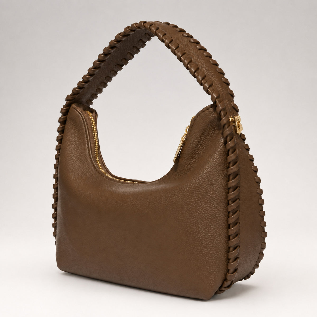 OLEA | Cartera Hobo con Borde Trenzado Café