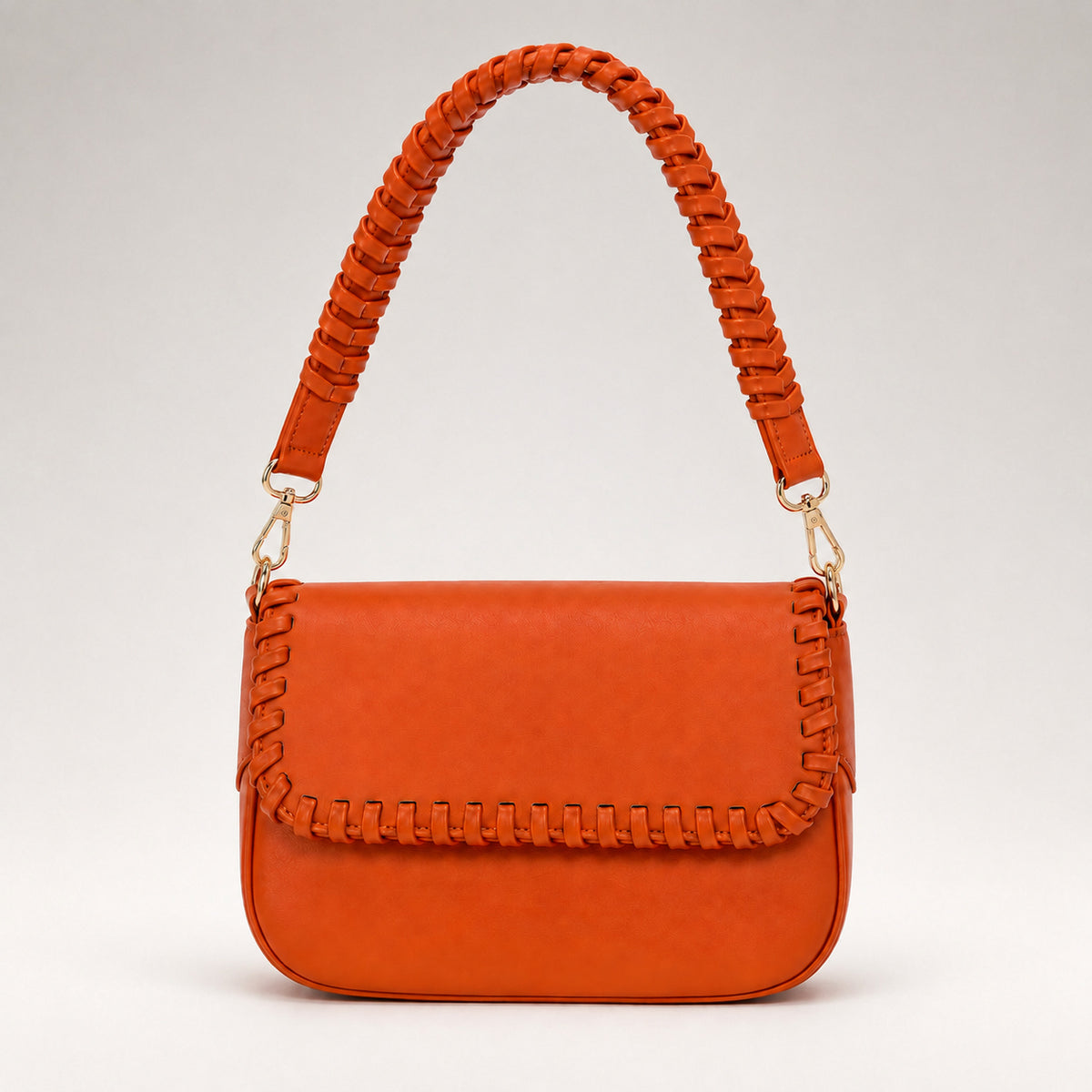 OLEA Cartera Baguette Metalizada Chocolate