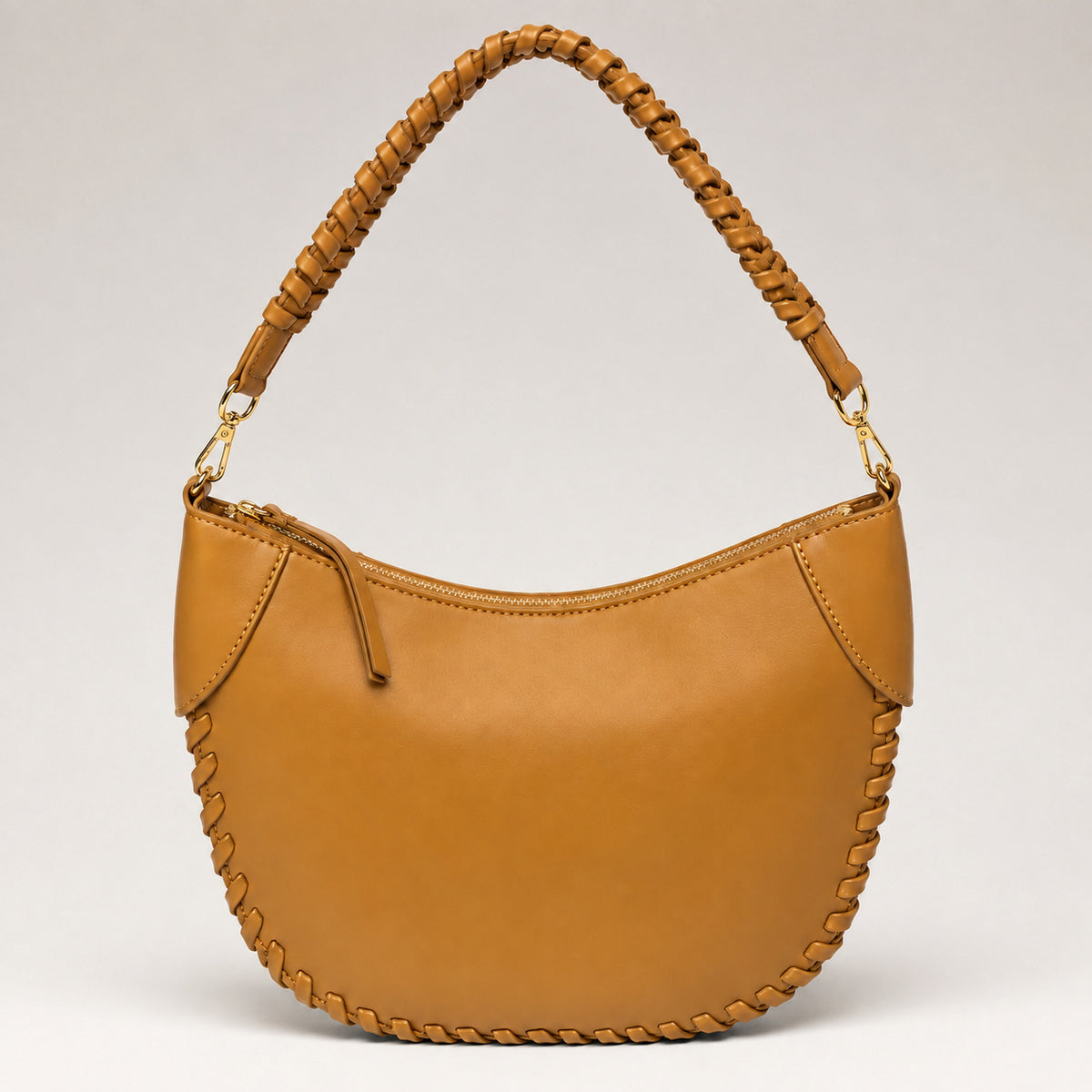 OLEA Cartera Hobo con Asa Trenzada Chocolate