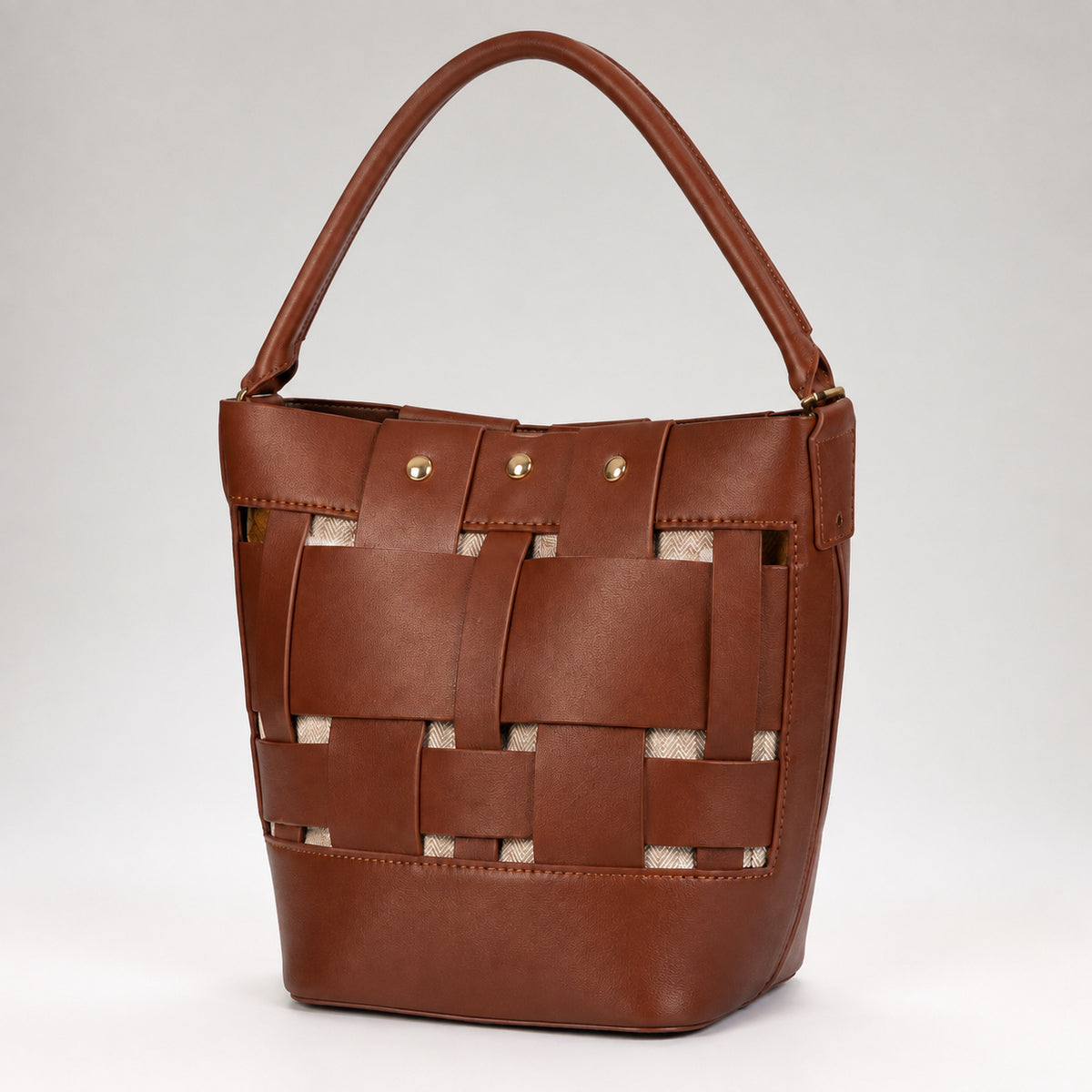 Olea Bolso Bucket Café Tejido para Mujer