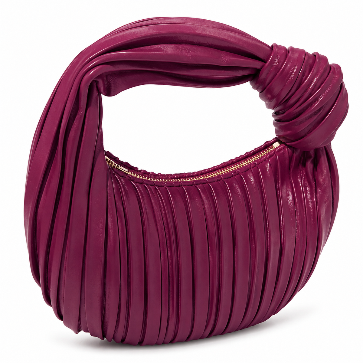 Olea Bolso Hobo Burgundy Plisado con Nudo Decorativo