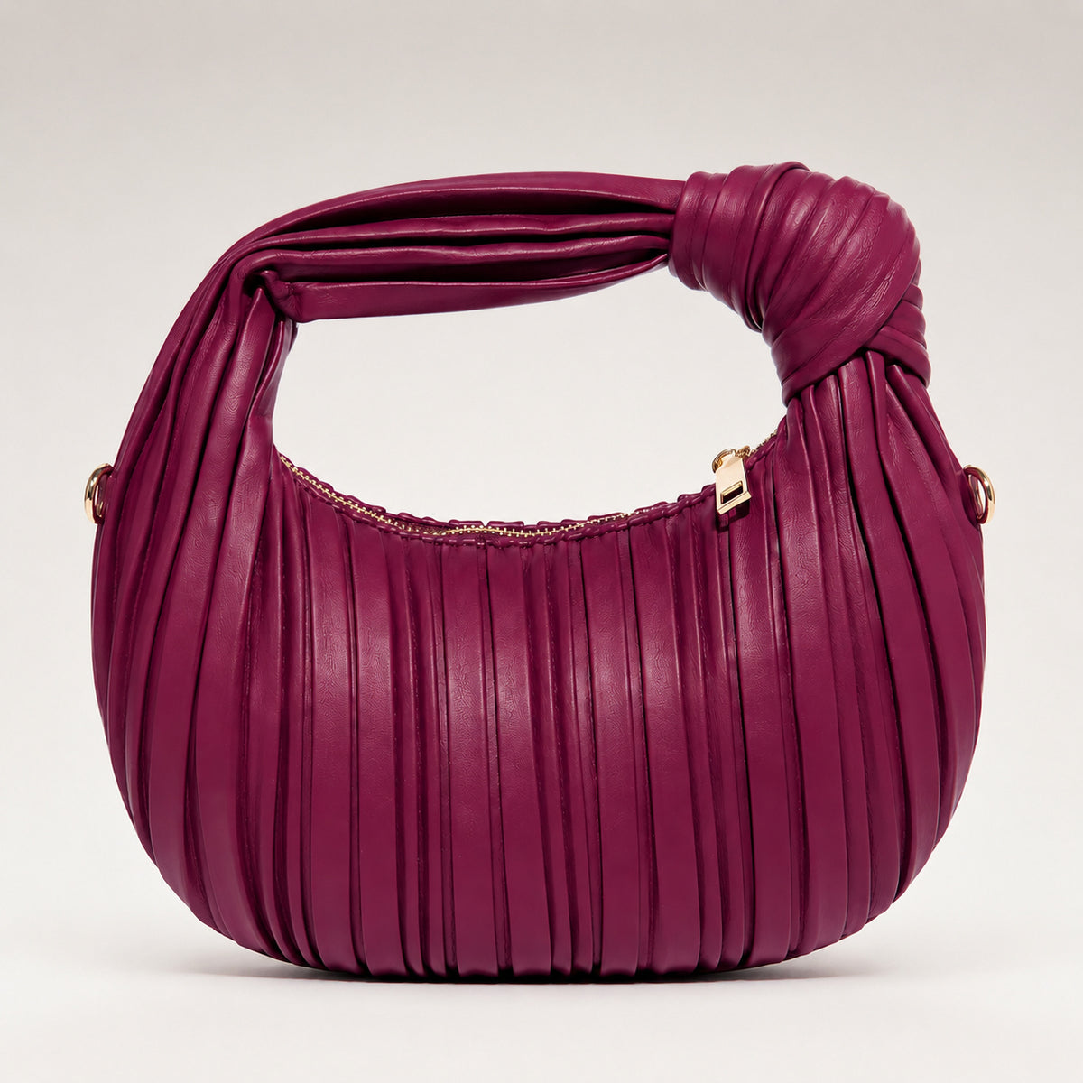 Olea Bolso Hobo Burgundy Plisado con Nudo Decorativo
