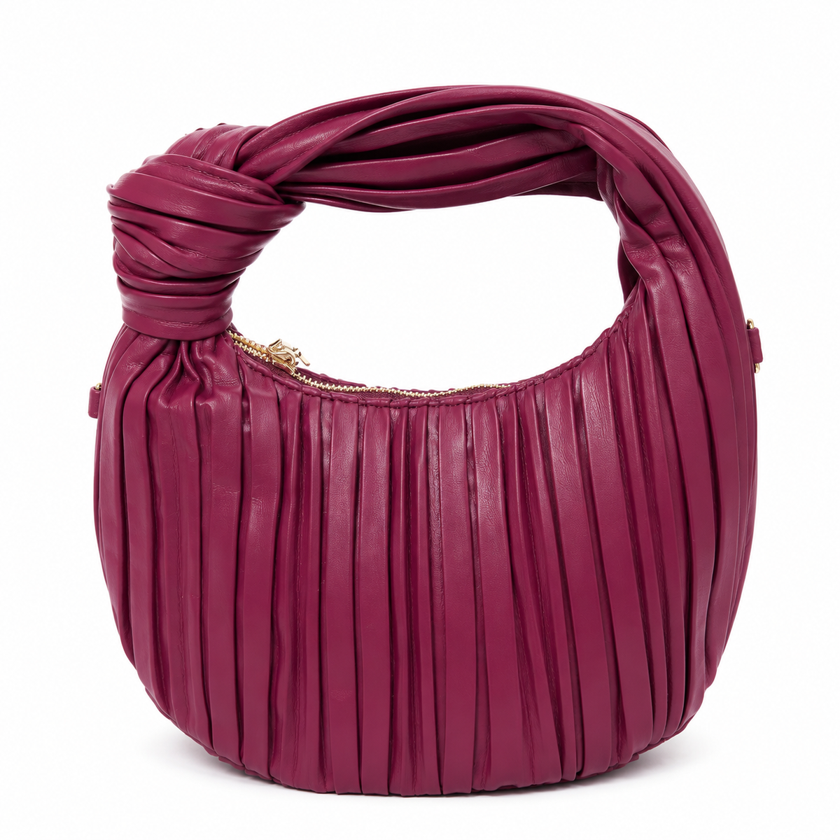 Olea Bolso Hobo Burgundy Plisado con Nudo Decorativo