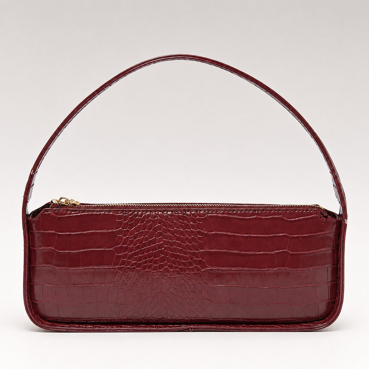 OLEA Cartera Baguette Efecto Croc Vino