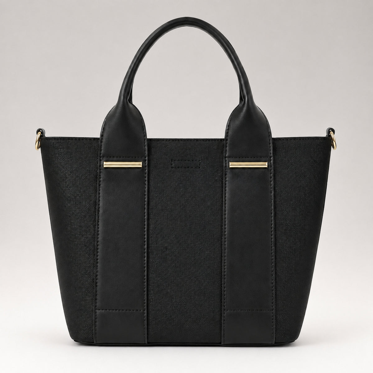 OLEA | Tote con Detalles Verticales Negro