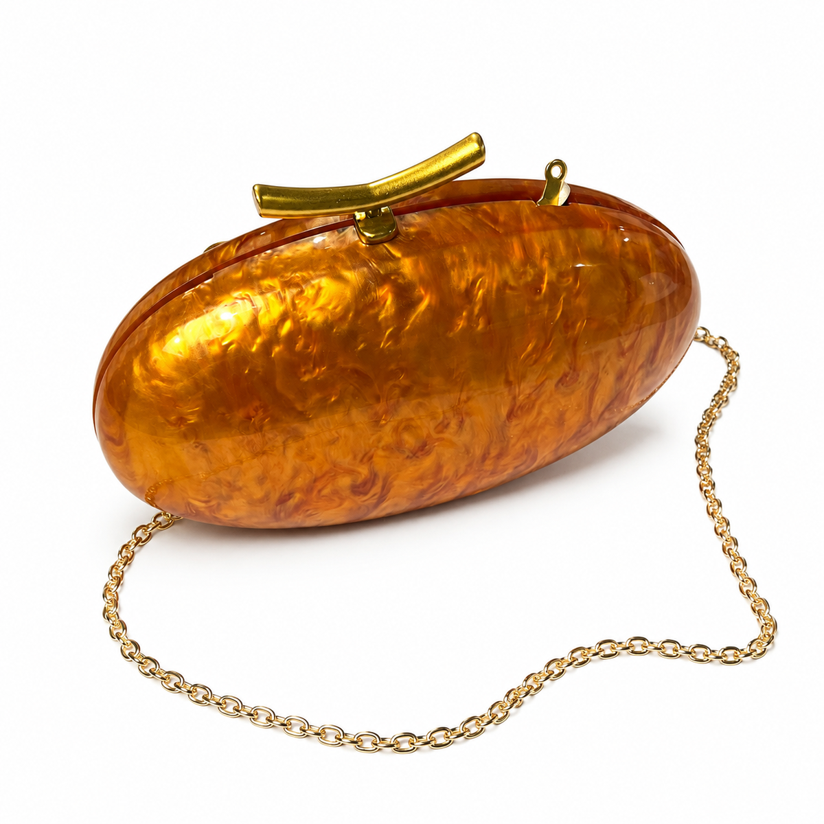 OLEA | Clutch Ovalado Efecto Nácar Naranja