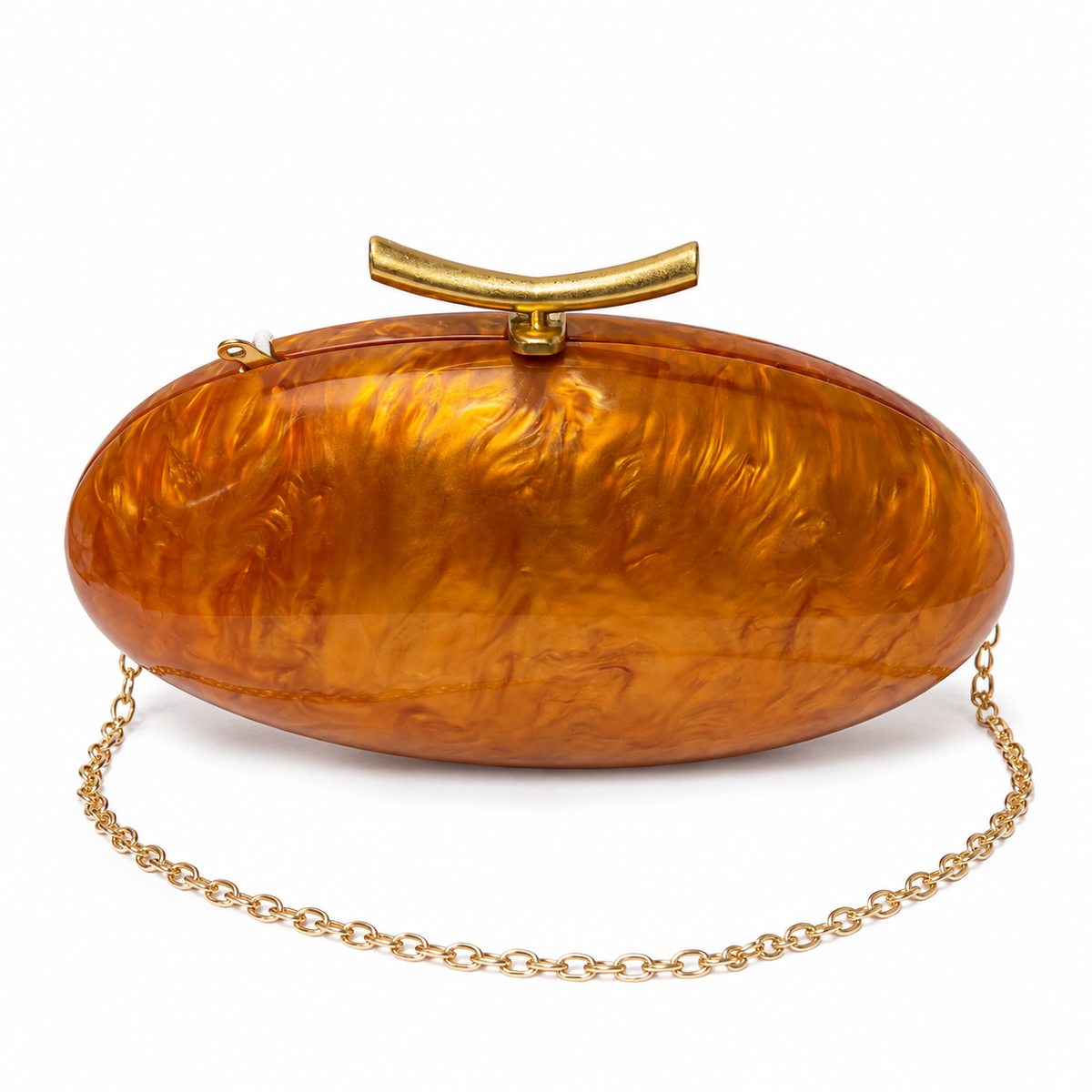 OLEA | Clutch Ovalado Efecto Nácar Naranja