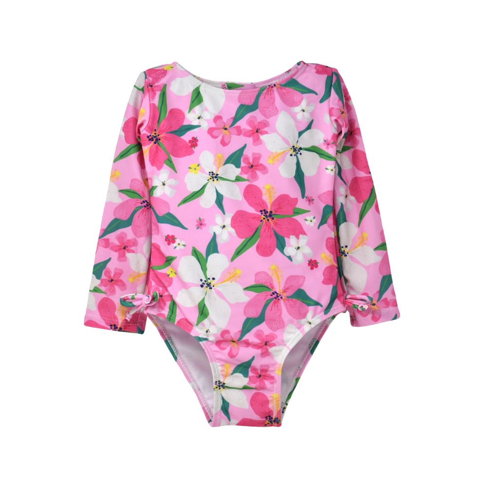 Flap Happy | Traje de Baño de Manga Larga Charlie con Protección UPF 50 Hibiscus Dream