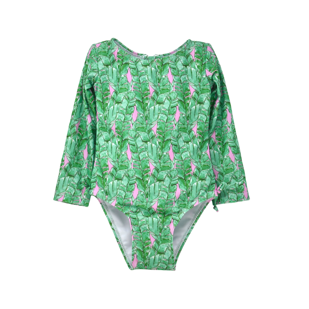 Flap Happy | Traje de Baño de Manga Larga Charlie con Protección UPF 50 Hojas Tropicales