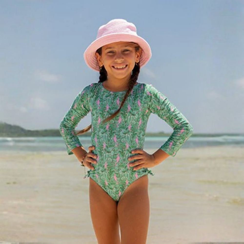 Flap Happy | Traje de Baño de Manga Larga Charlie con Protección UPF 50 Hojas Tropicales