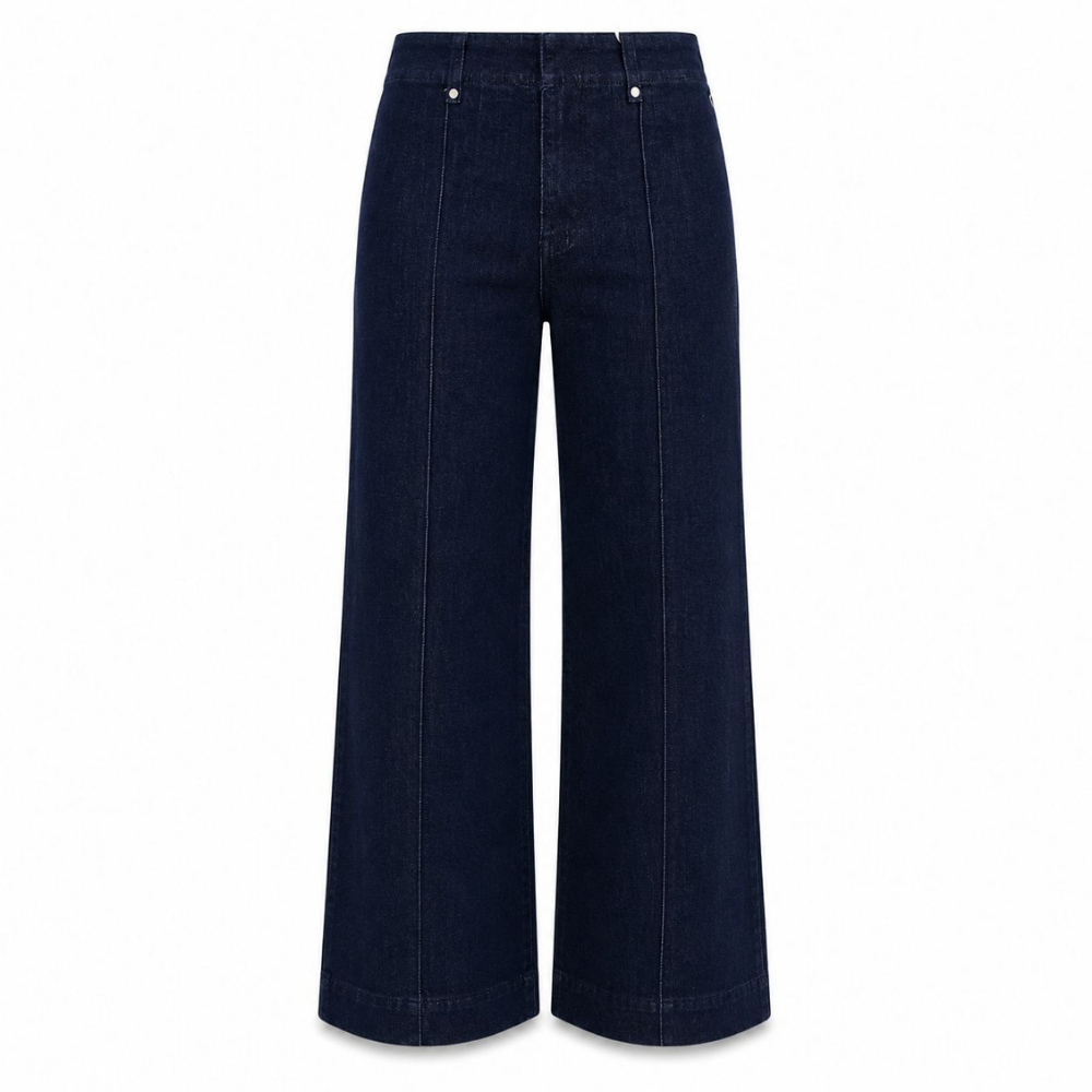Olea | Jeans de Pierna Ancha con Costuras Frontales para Dama