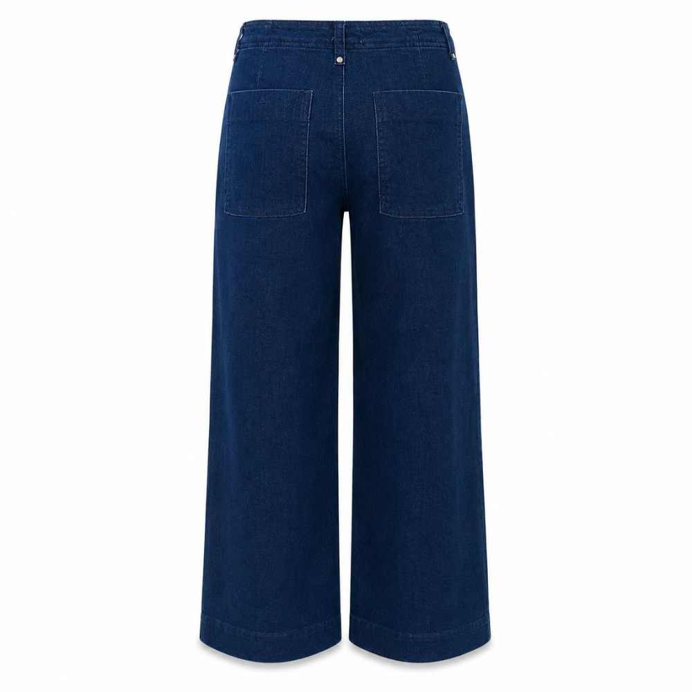 Olea | Jeans de Pierna Ancha con Costuras Frontales para Dama