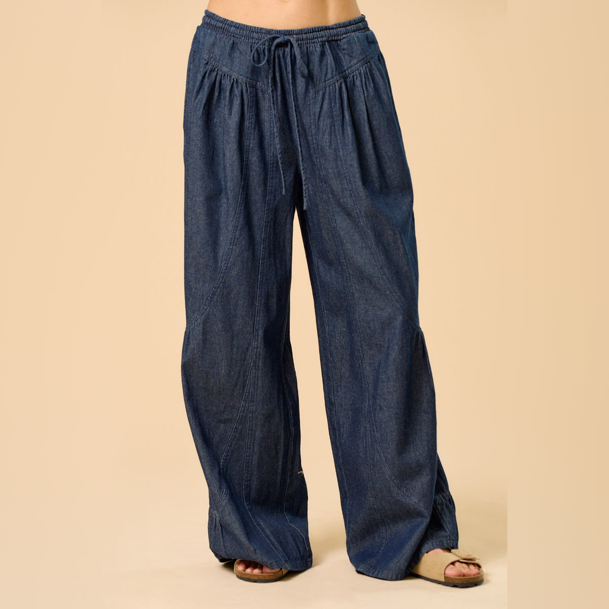 Pantalón Ancho con Detalles de Volantes para Dama