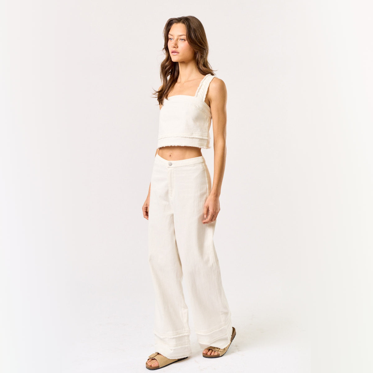 Conjunto de Top sin Mangas y Pantalón con Flecos para Dama