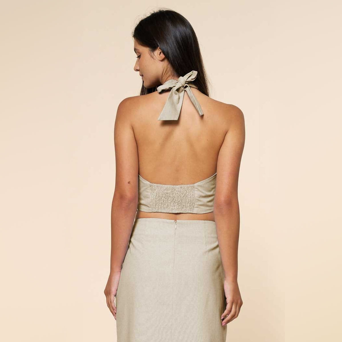 Top Halter Cruzado con Detalles de Conchas para Dama