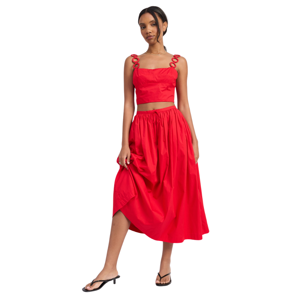 Falda Midi Fruncida para Dama