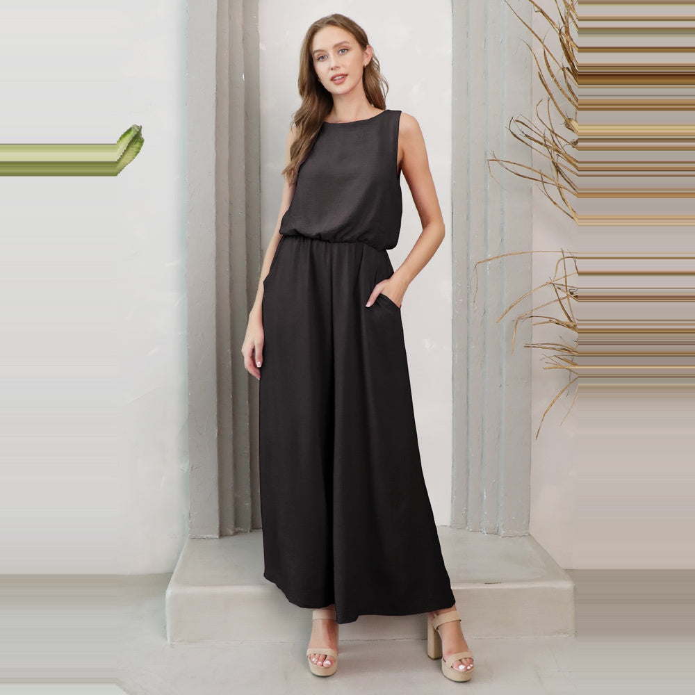 Jumpsuit Sin Mangas de Crepé Mate para Dama