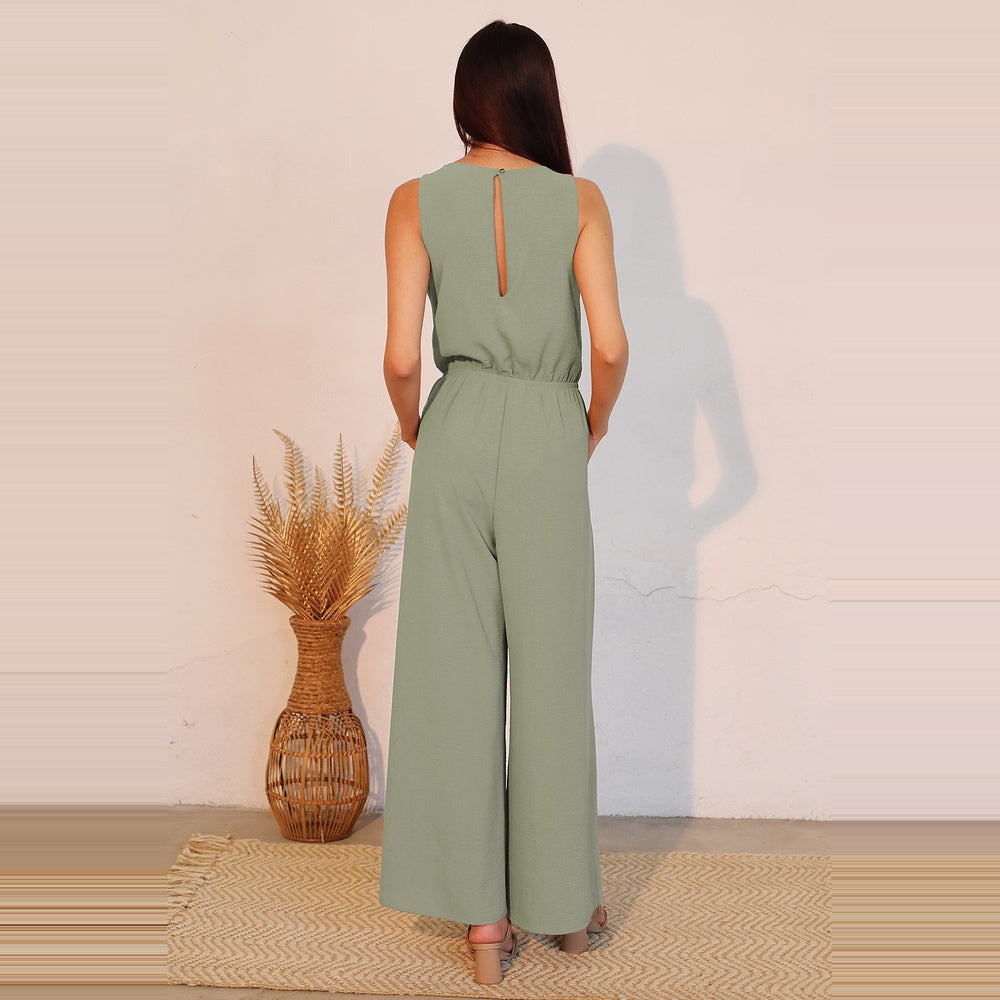 Jumpsuit Sin Mangas de Crepé Mate para Dama