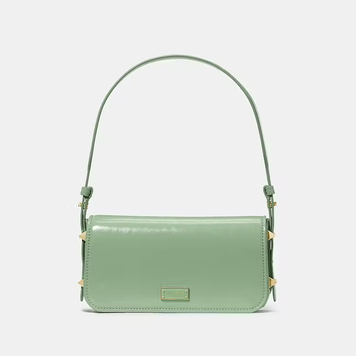 Kate Spade | Bolso de hombro Liv en charol craquelado – Verde salvia