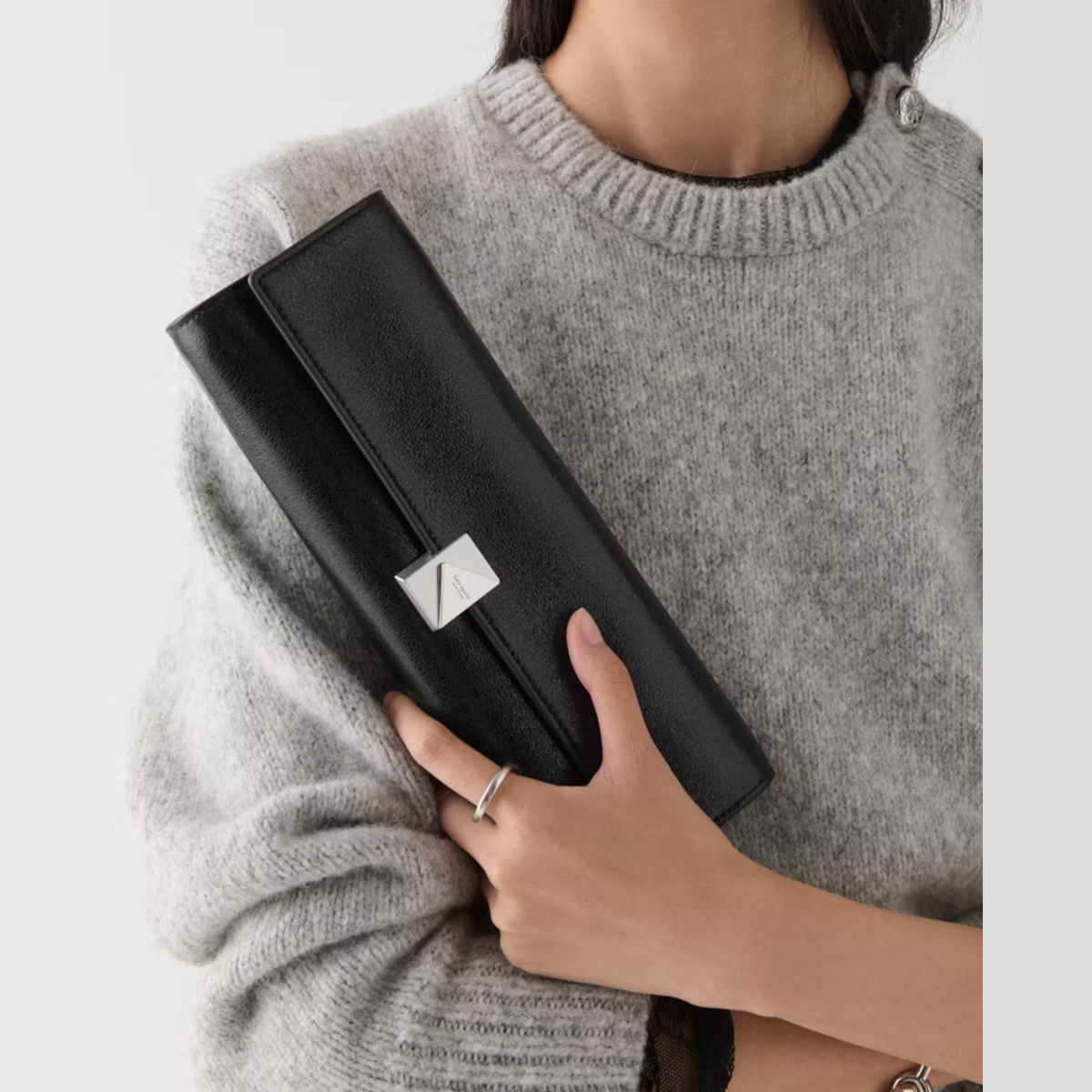 Kate Spade | Bolso mini de hombro Deco en cuero brillante – Negro