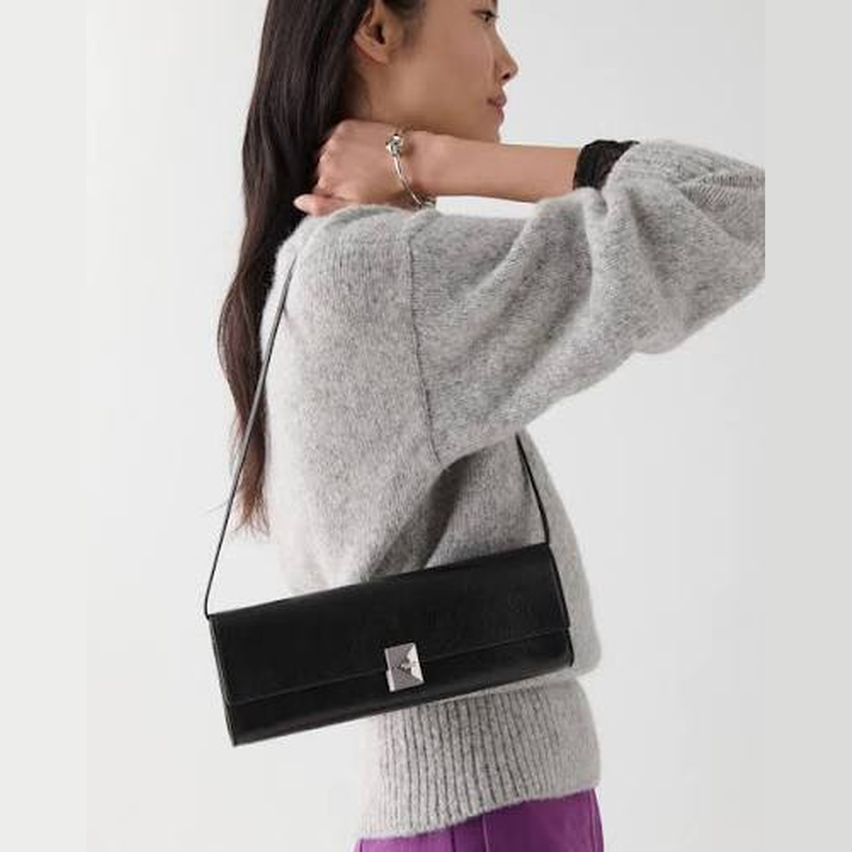 Kate Spade | Bolso mini de hombro Deco en cuero brillante – Negro