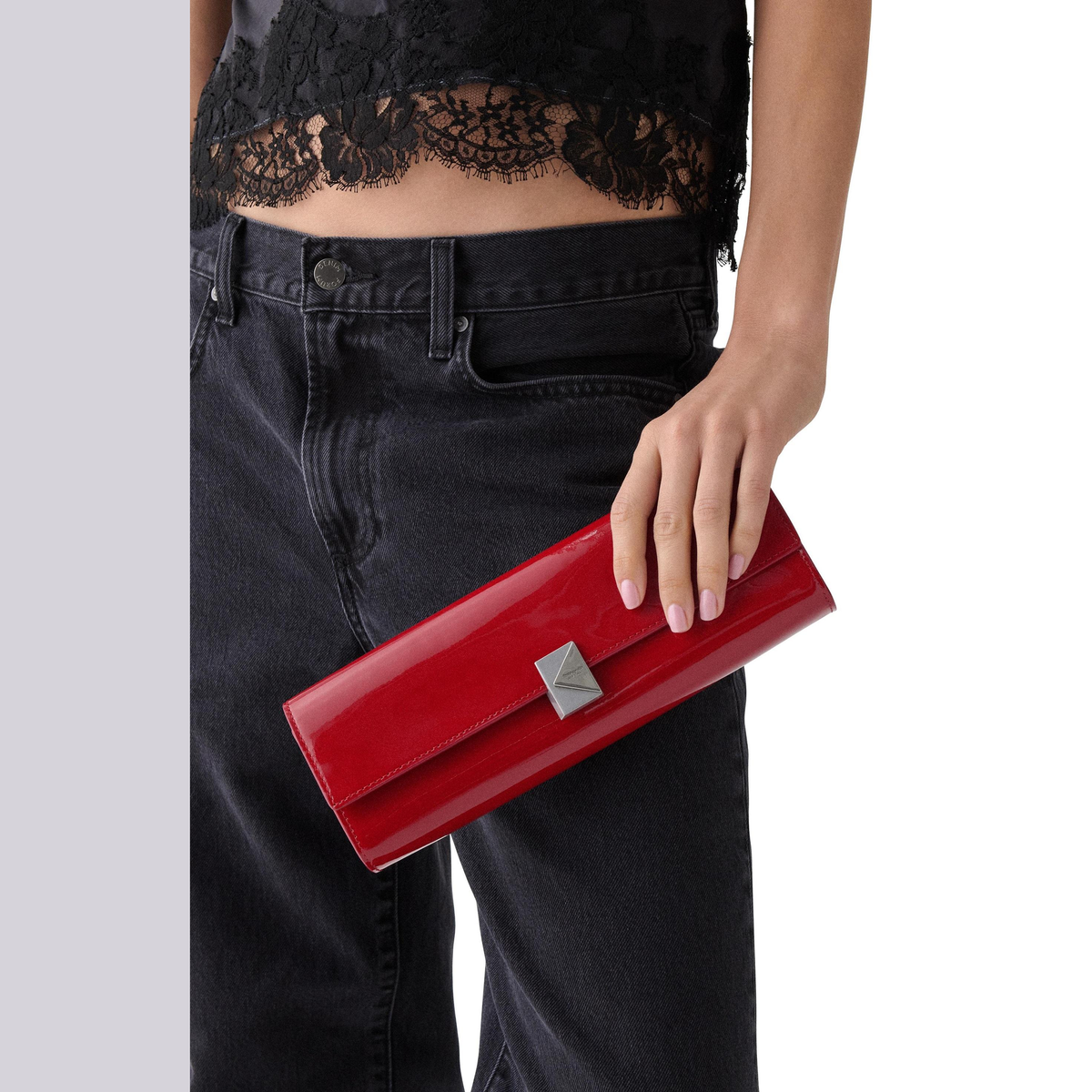 Kate Spade | Bolso mini de hombro Deco en charol – Escarlata oscuro