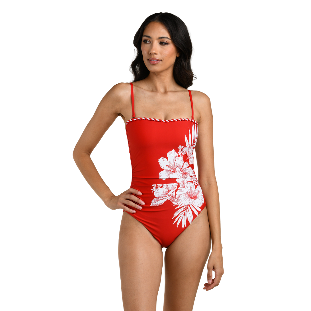 La Blanca | Mariner Blooms Bandeau One Piece  Ruby