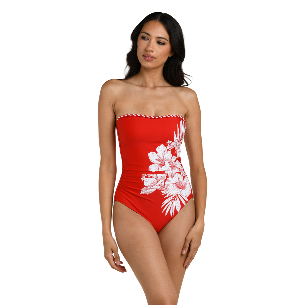 La Blanca | Mariner Blooms Bandeau One Piece  Ruby
