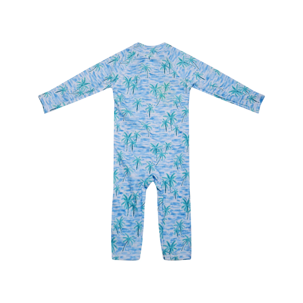 Flap Happy | Traje de baño largo para surf con protección UPF 50 Palms Pintados Azul