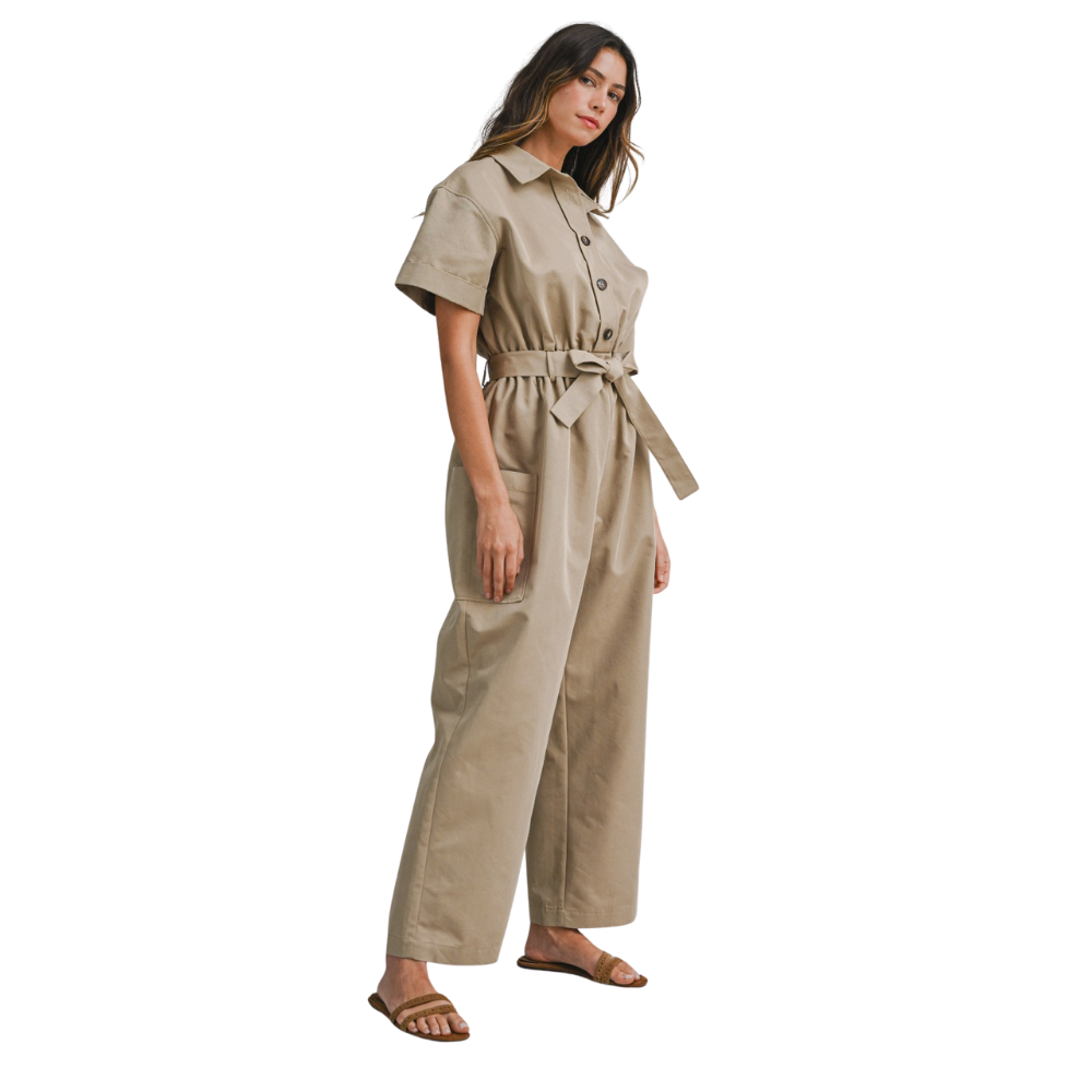 Jumpsuit Holgado con Cierre de Botones para Dama