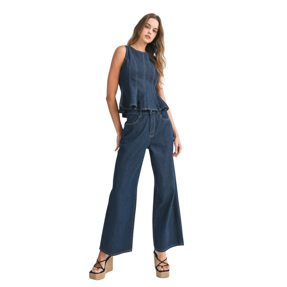 Conjunto de Top sin Mangas y Jean Ancho para Dama