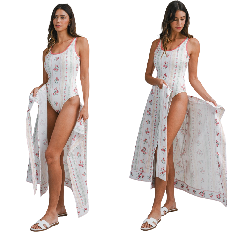 Conjunto de Traje de Baño y Falda Pareo para Dama