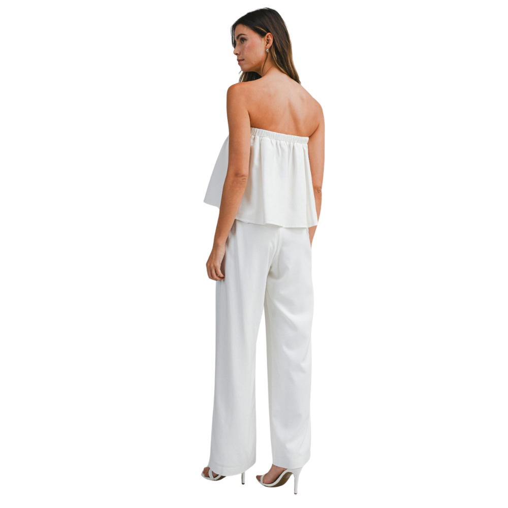 Conjunto de Top Strapless Acampanado y Pantalón para Dama