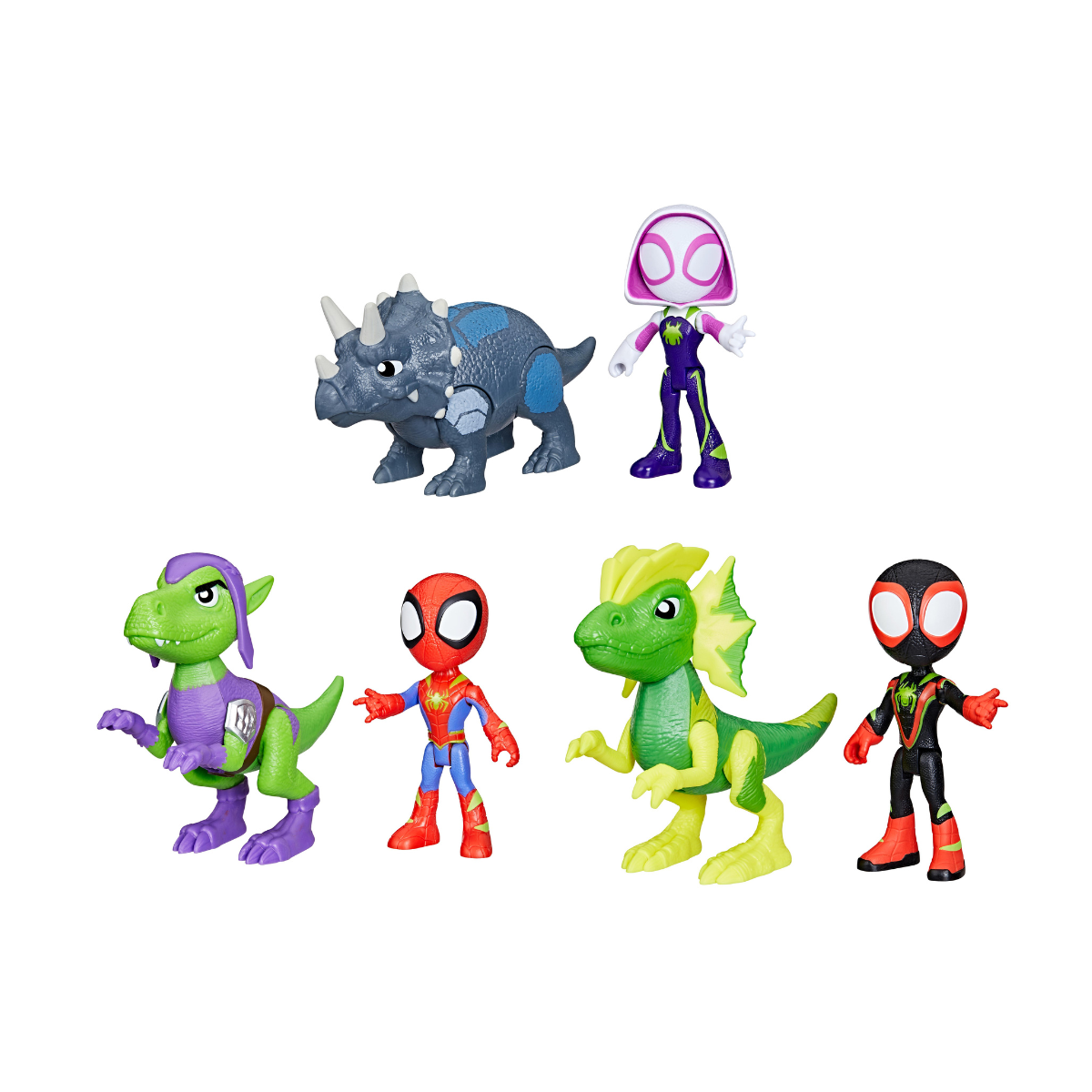 thumbnail image 2 of Marvel Spidey & His Amazing Friends Dino-Webs Action Figure 2-Pack – Spidey-Rex & Miles Morales 2 of 12