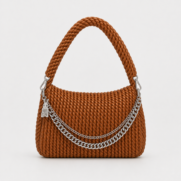 Olea | Cartera de Hombro Tejida Marrón