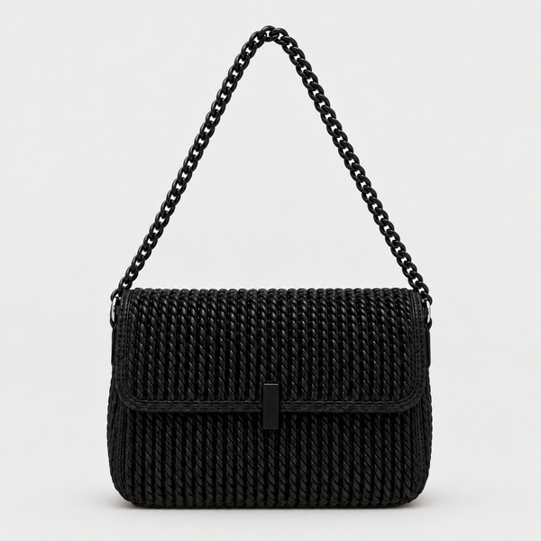 Olea | Cartera de Hombro Tejida Negra