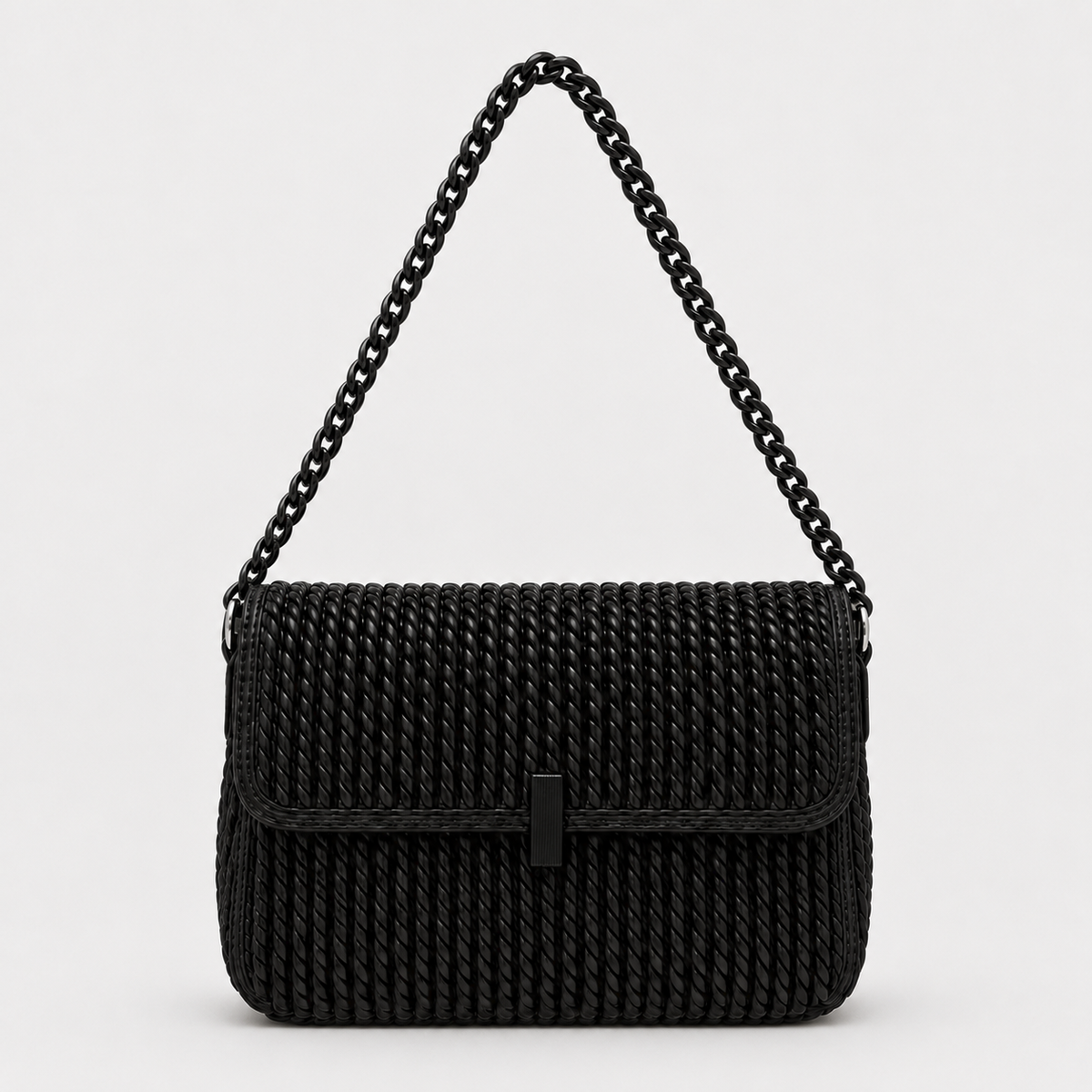 Olea | Cartera de Hombro Tejida Negra