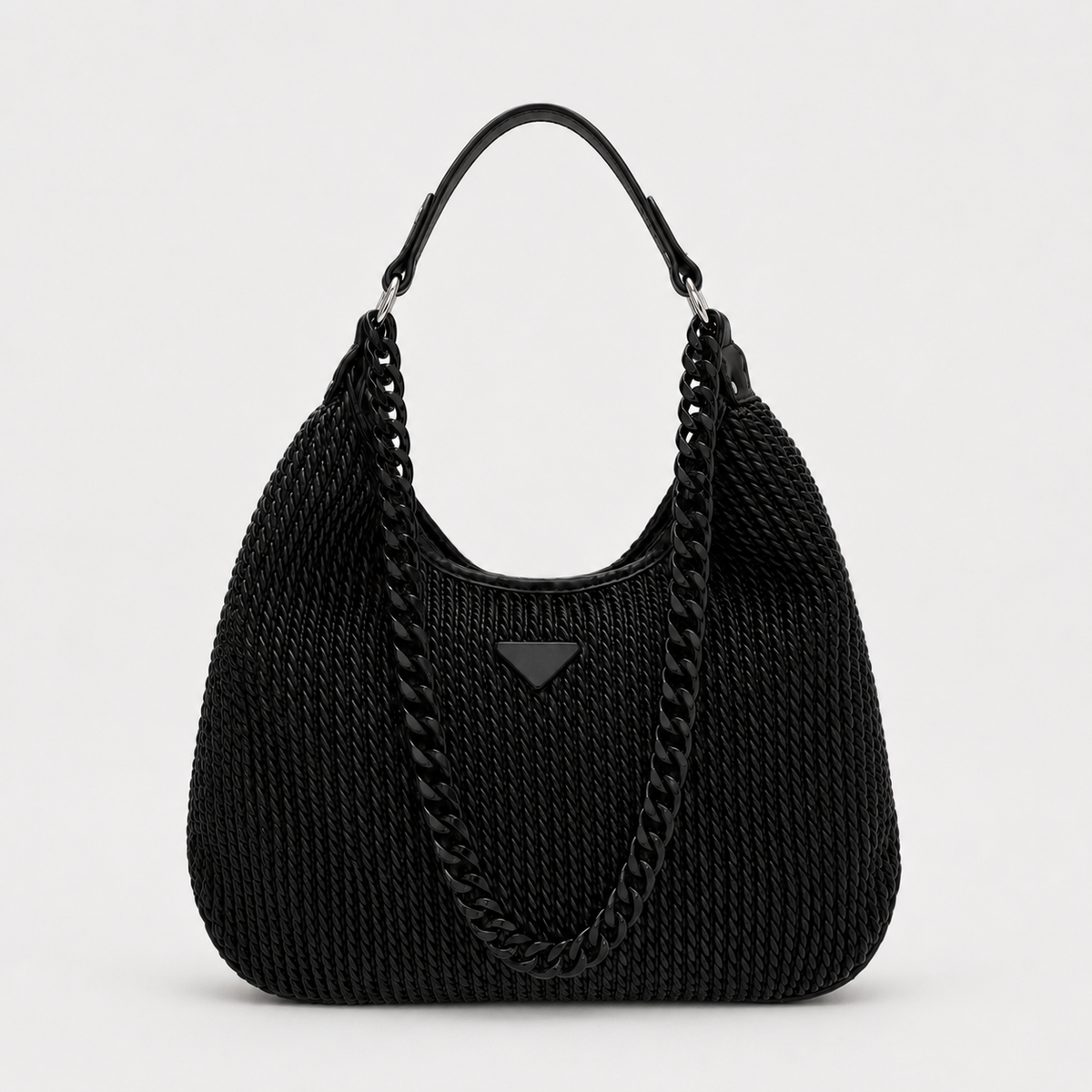 Olea | Cartera Hobo Tejida Negra