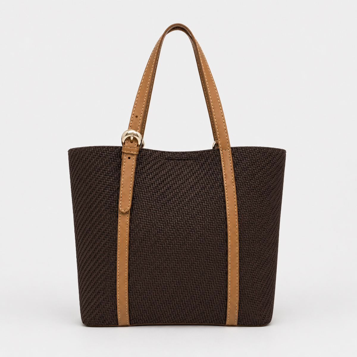 Olea | Tote Tejido Marrón con Asas Camel