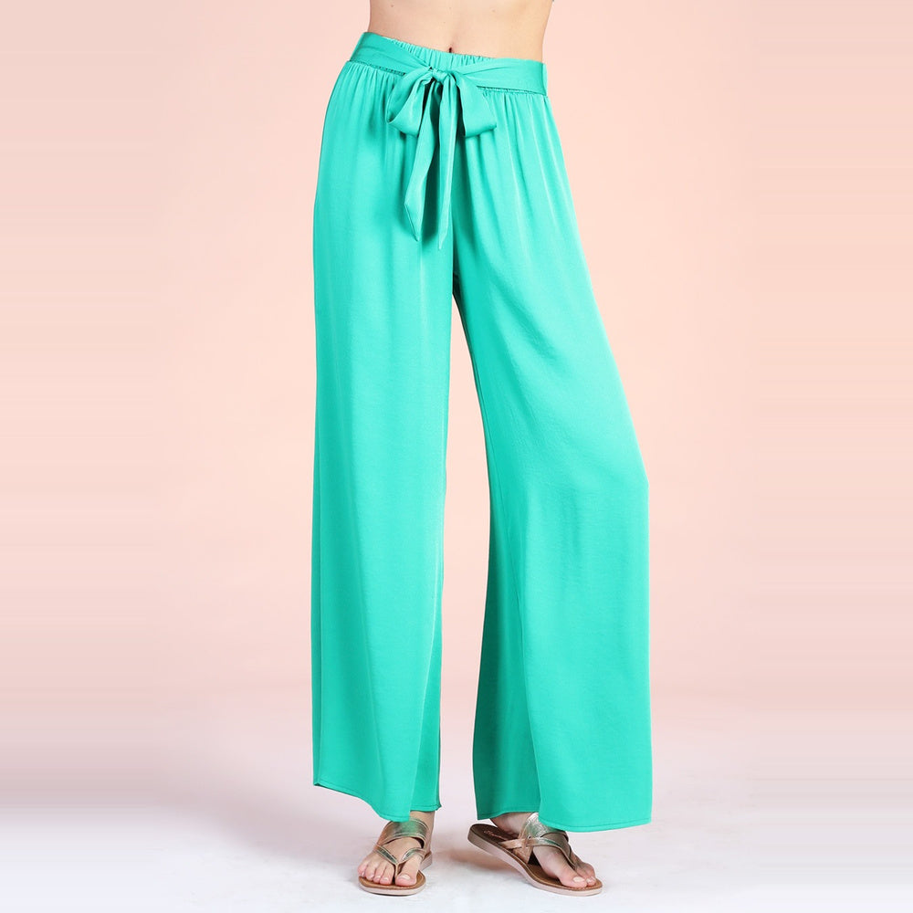 Pantalón de Pierna Ancha con Lazo para Dama
