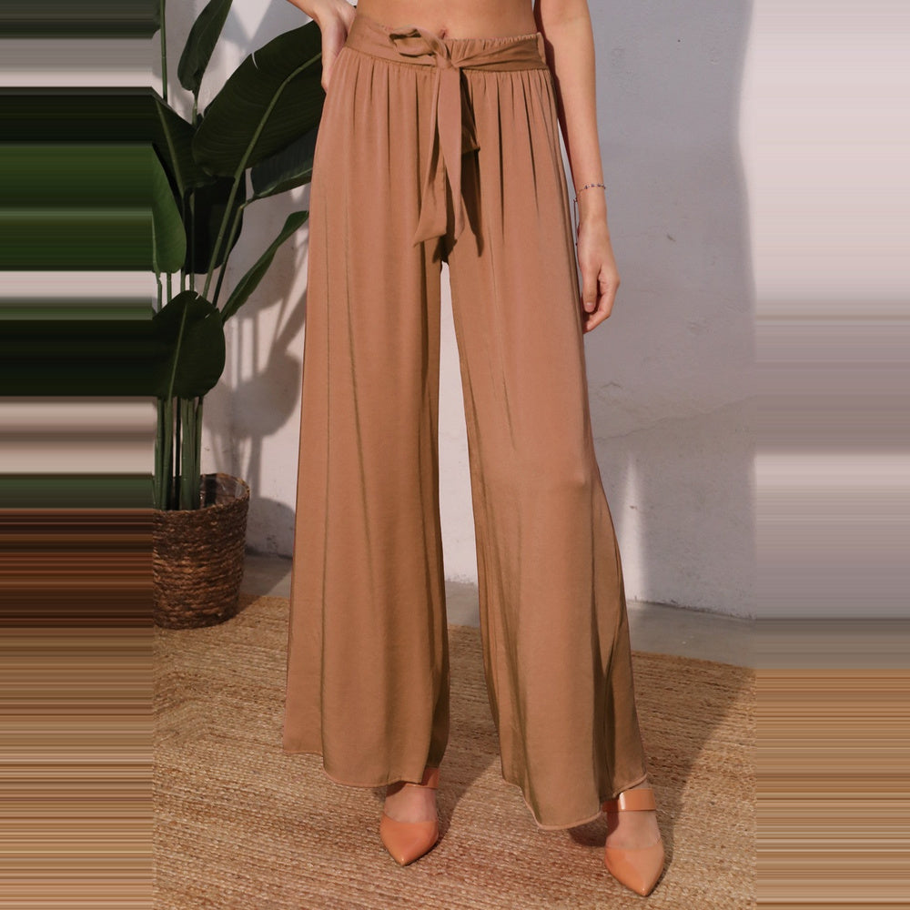 Pantalón de Pierna Ancha con Lazo para Dama