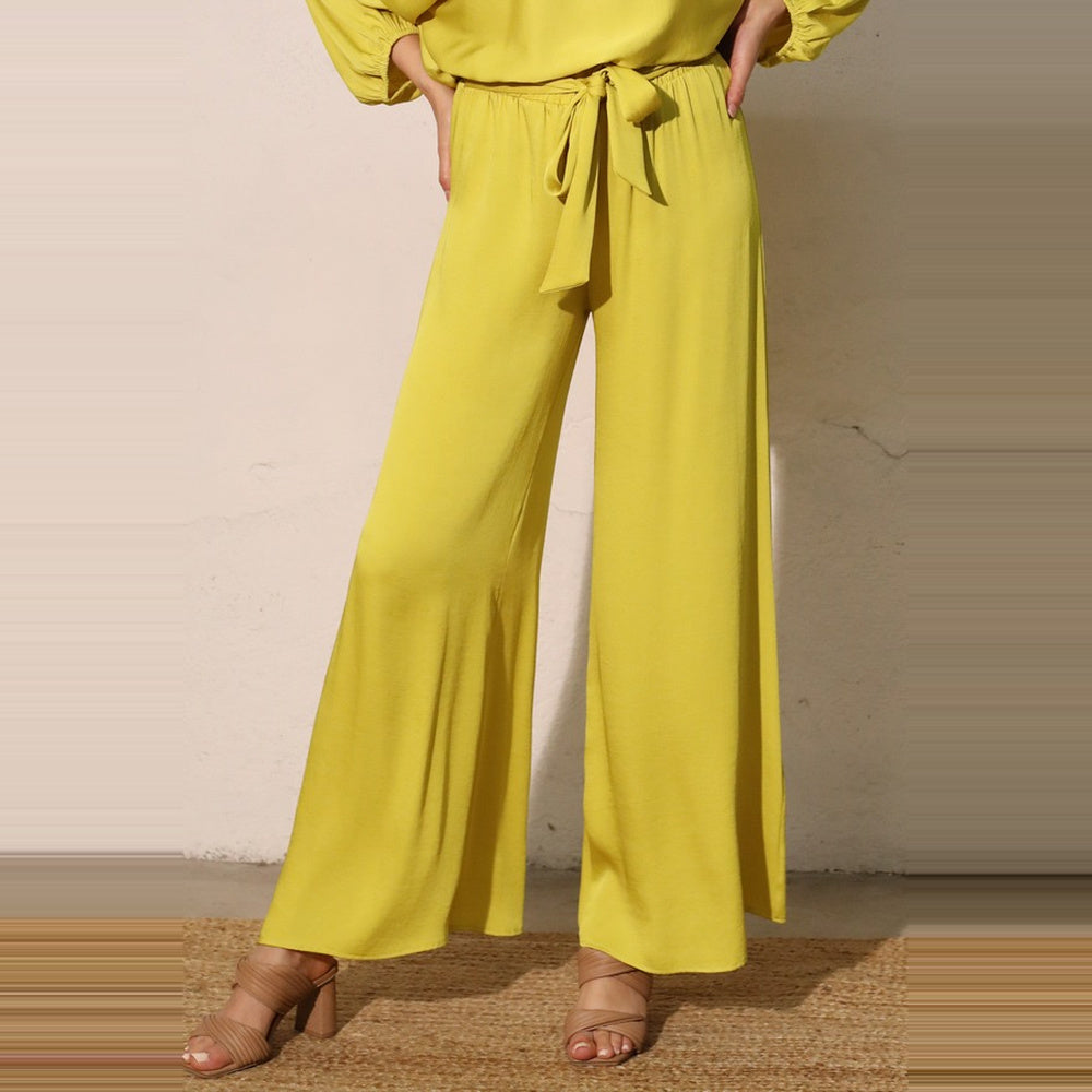 Pantalón de Pierna Ancha con Lazo para Dama