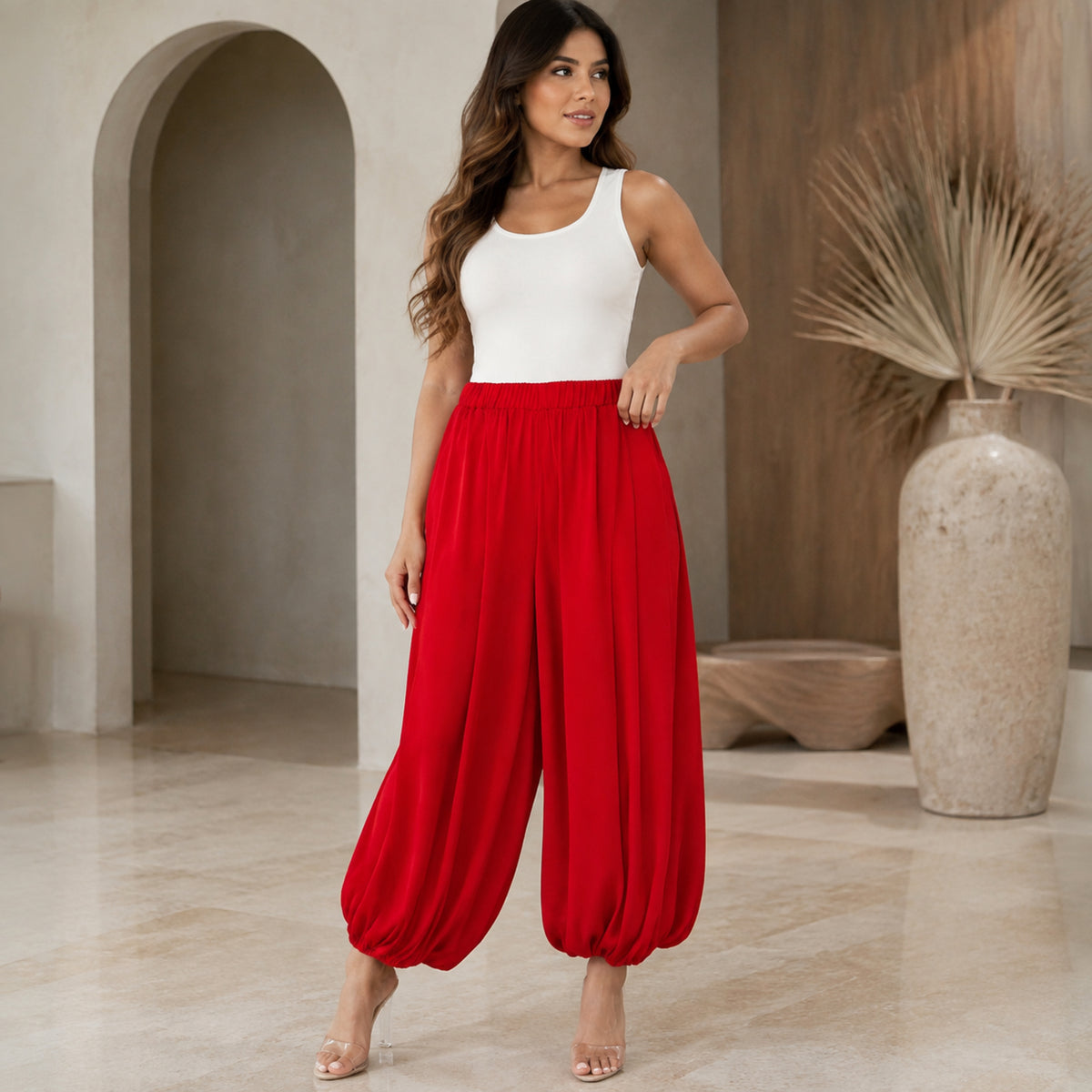 Pantalón Bombacho Satinado para Dama