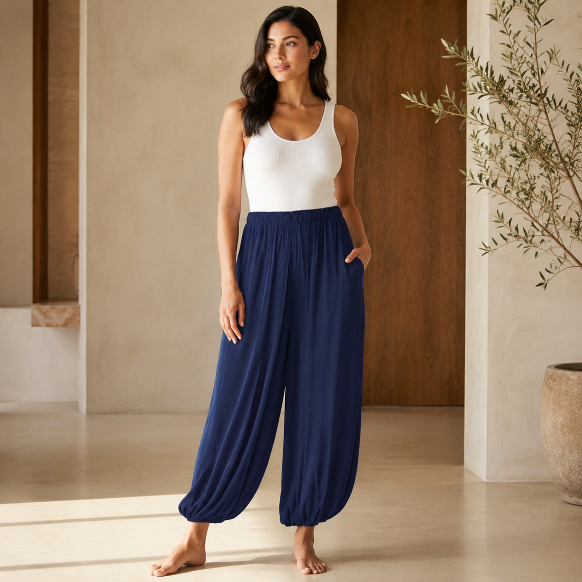 Pantalón Bombacho Satinado para Dama