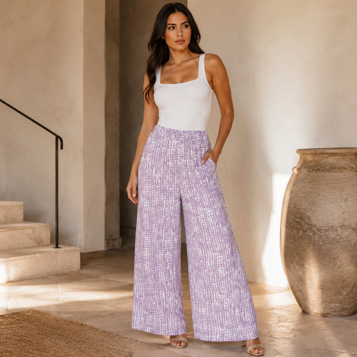 Pantalón de Cuadros con Bolsillos para Dama