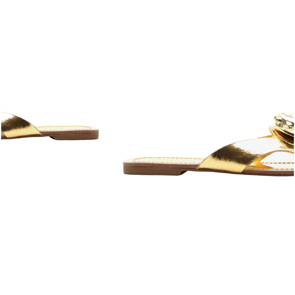 Vicenza | sandalia plana Vicenza en acabado dorado metalizado